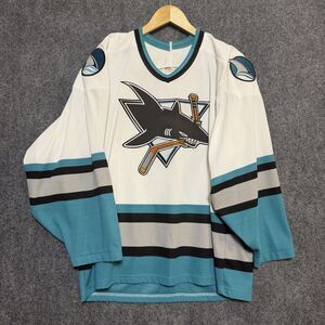 VTG San Jose Sharks CCM Maska Air Knit White Blank Jersey Men's M